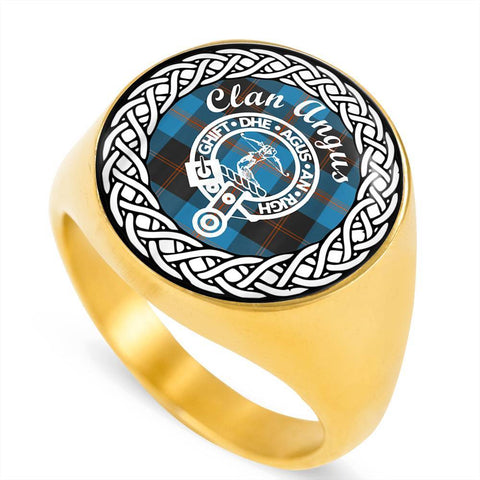 Image of Angus Crest Clan Tartan Ring Scottish