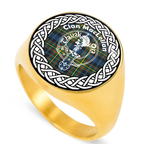Image of MacLellan Crest Clan Tartan Ring Scottish