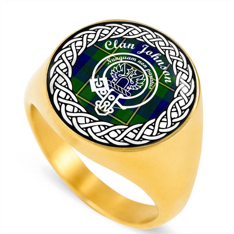 Image of Johnson Crest Clan Tartan Ring Scottish