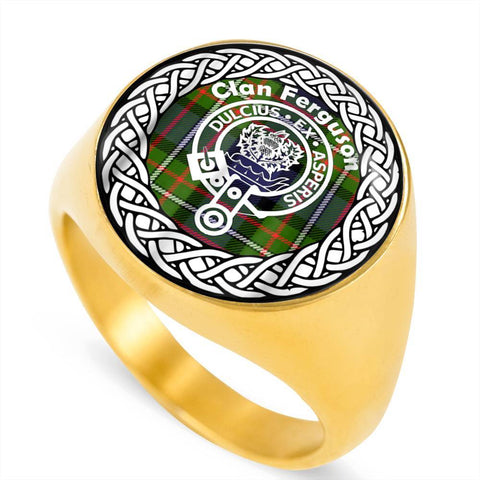 Image of Ferguson Crest Clan Tartan Ring Scottish