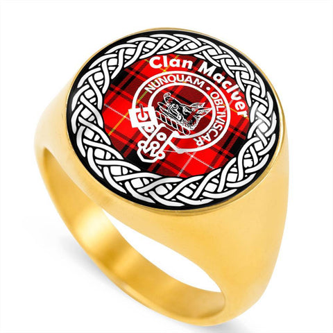 Image of Maclver Crest Clan Tartan Ring Scottish