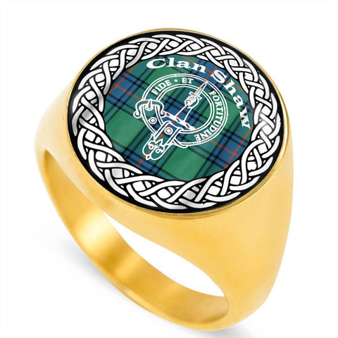 Image of Shaw Crest Clan Tartan Ring Scottish