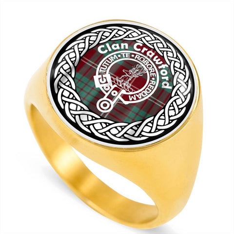 Image of Crawford Crest Clan Tartan Ring Scottish