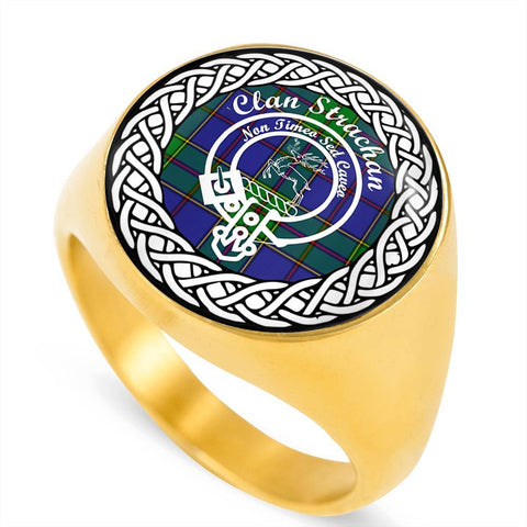 Image of Strachan Crest Clan Tartan Ring Scottish
