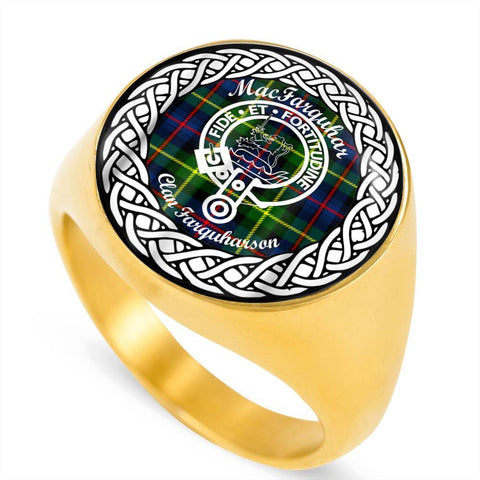 Image of MacFarquhar Crest Clan Tartan Ring Scottish