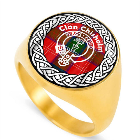 Image of Chisholm Crest Clan Tartan Ring Scottish