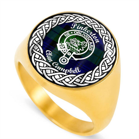 Image of Pinkerton Crest Clan Tartan Ring Scottish