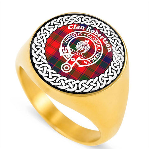 Image of Robertson Crest Clan Tartan Ring Scottish