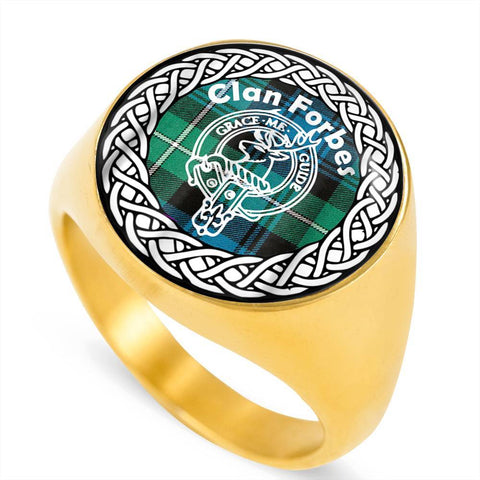 Image of Forbes Crest Clan Tartan Ring Scottish