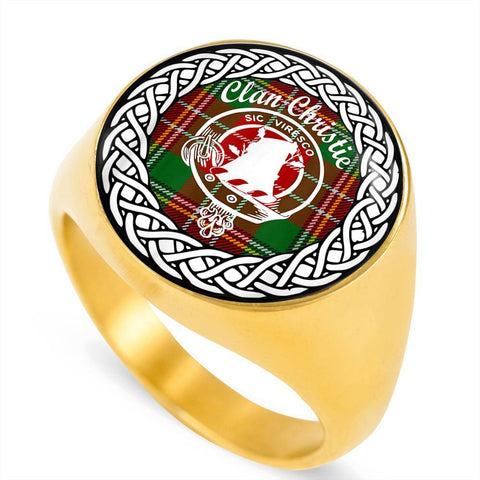 Image of Christie Crest Clan Tartan Ring Scottish