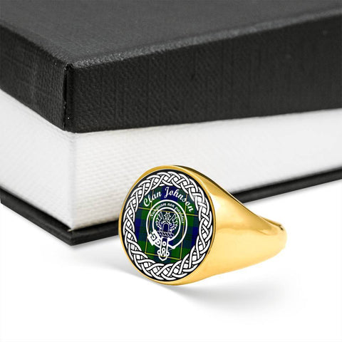 Image of Johnson Crest Clan Tartan Ring Scottish