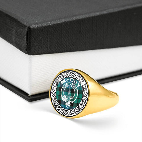 Image of McCoy Crest Clan Tartan Ring Scottish