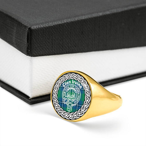 Image of Irvine Crest Clan Tartan Ring Scottish
