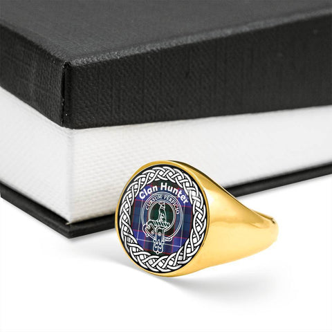 Image of Hunter Crest Clan Tartan Ring Scottish