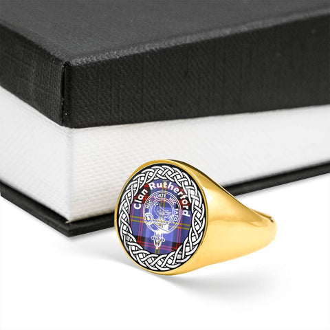 Image of Rutherford Crest Clan Tartan Ring Scottish