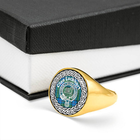 Image of Lockhart Crest Clan Tartan Ring Scottish