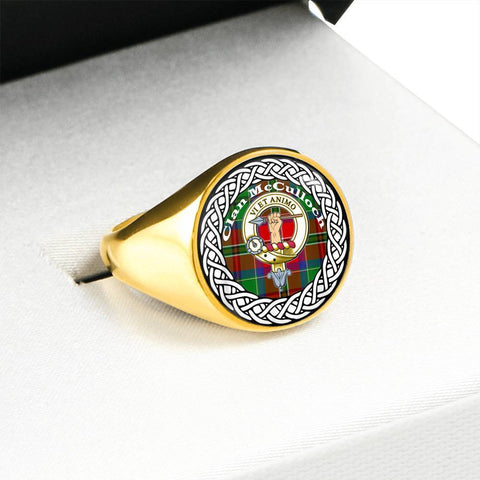 Image of McCulloch Crest Clan Tartan Ring Scottish