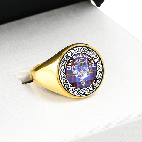 Image of Rutherford Crest Clan Tartan Ring Scottish