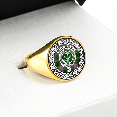 Image of Gray Crest Clan Tartan Ring Scottish