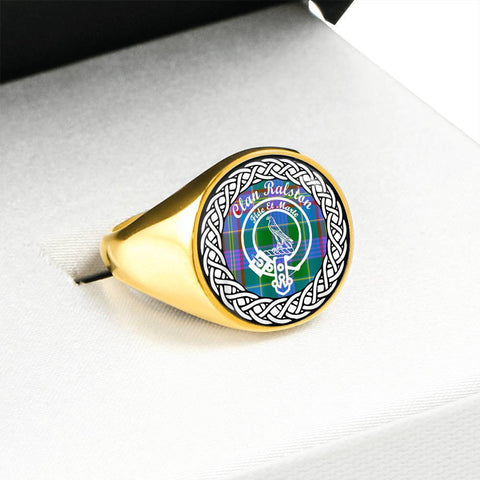 Image of Ralston Crest Clan Tartan Ring Scottish
