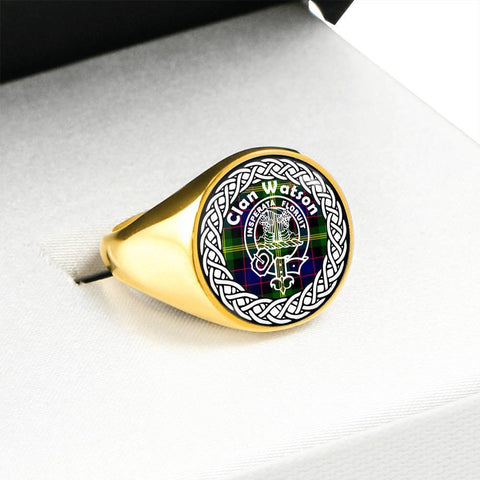 Image of Watson Crest Clan Tartan Ring Scottish