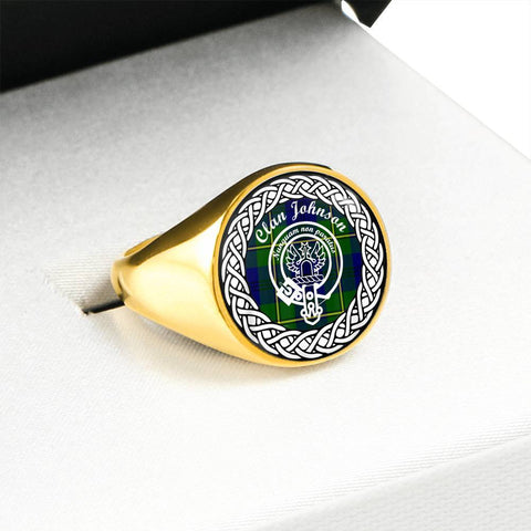 Image of Johnson Crest Clan Tartan Ring Scottish