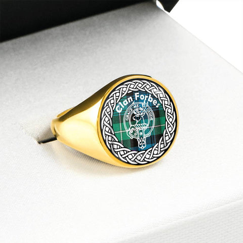 Image of Forbes Crest Clan Tartan Ring Scottish