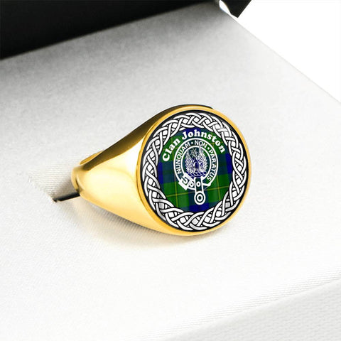 Image of Johnston Crest Clan Tartan Ring Scottish