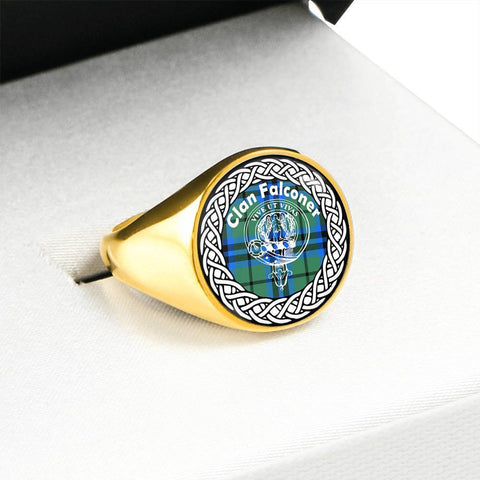 Image of Falconer Crest Clan Tartan Ring Scottish