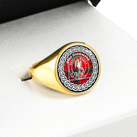 Image of Drummond Crest Clan Tartan Ring Scottish