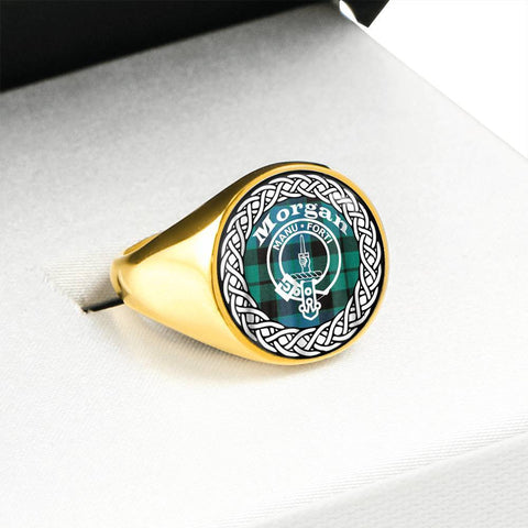 Image of Morgan Crest Clan Tartan Ring Scottish