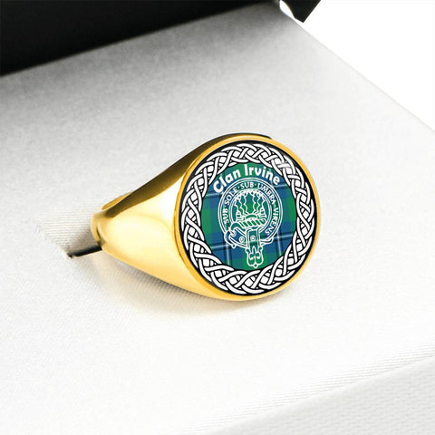 Image of Irvine Crest Clan Tartan Ring Scottish