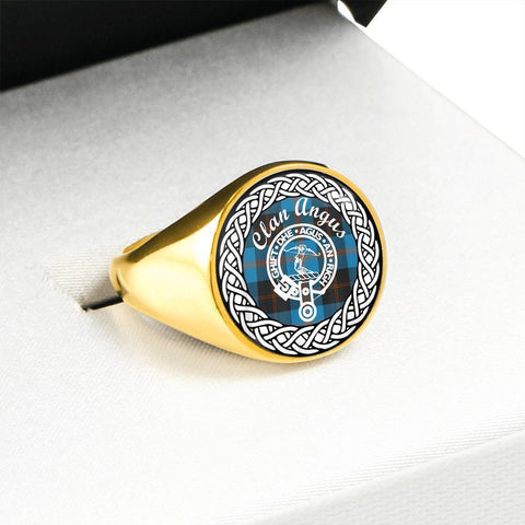 Image of Angus Crest Clan Tartan Ring Scottish