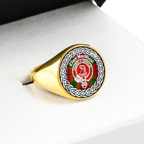 Image of MacNicol Crest Clan Tartan Ring Scottish