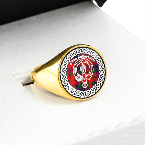 Image of Robertson Crest Clan Tartan Ring Scottish