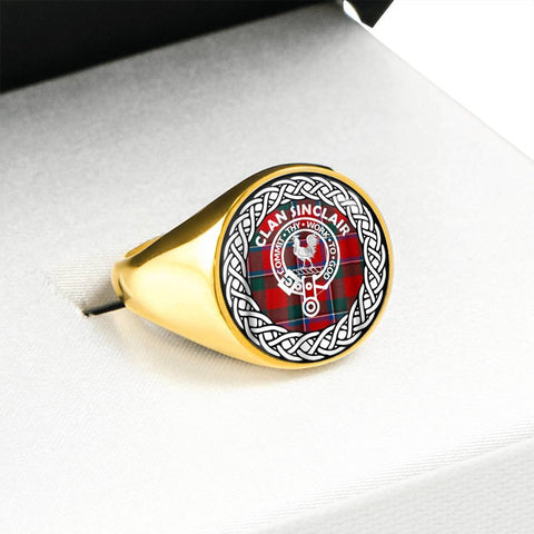 Image of Sinclair Crest Clan Tartan Ring Scottish