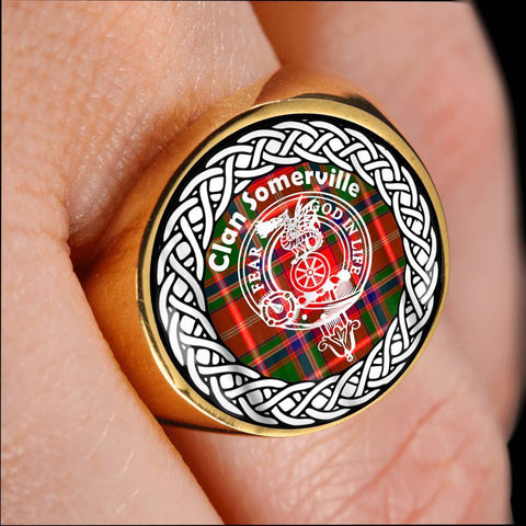 Image of Somerville Crest Clan Tartan Ring Scottish
