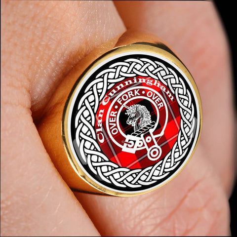 Image of Cunningham Crest Clan Tartan Ring Scottish