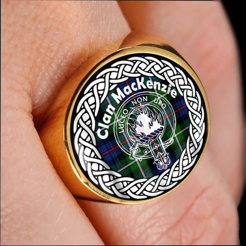 Image of MacKenzie Crest Clan Tartan Ring Scottish