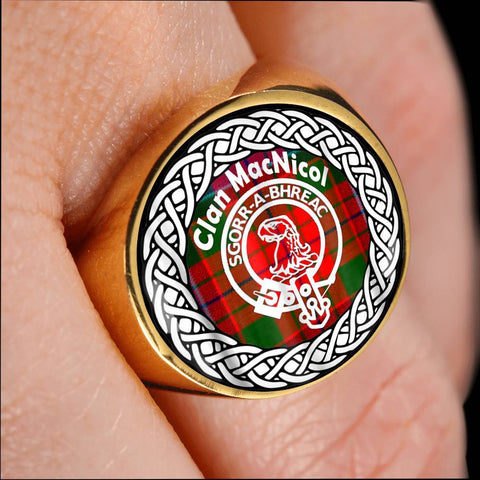 Image of MacNicol Crest Clan Tartan Ring Scottish