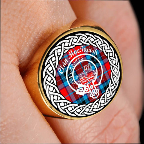 Image of MacTavish Crest Clan Tartan Ring Scottish