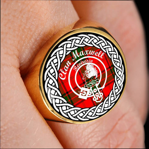 Image of Maxwell Crest Clan Tartan Ring Scottish
