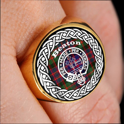 Image of Beaton Crest Clan Tartan Ring Scottish