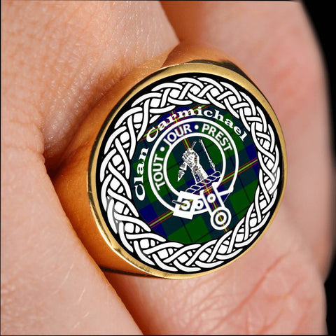 Image of Carmichael Crest Clan Tartan Ring Scottish