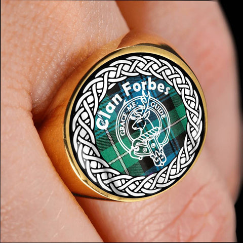 Image of Forbes Crest Clan Tartan Ring Scottish