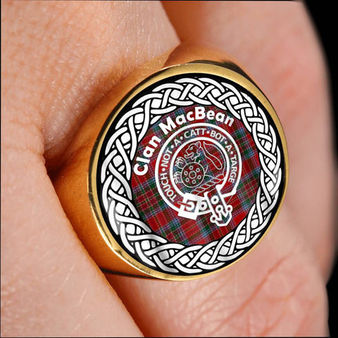 Image of MacBean Crest Clan Tartan Ring Scottish