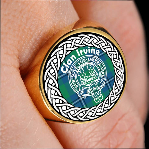 Image of Irvine Crest Clan Tartan Ring Scottish