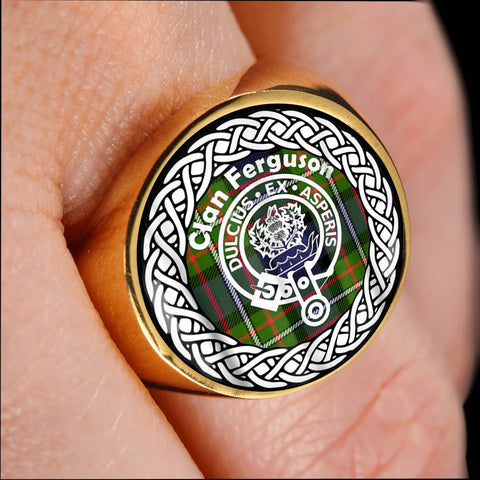 Image of Ferguson Crest Clan Tartan Ring Scottish
