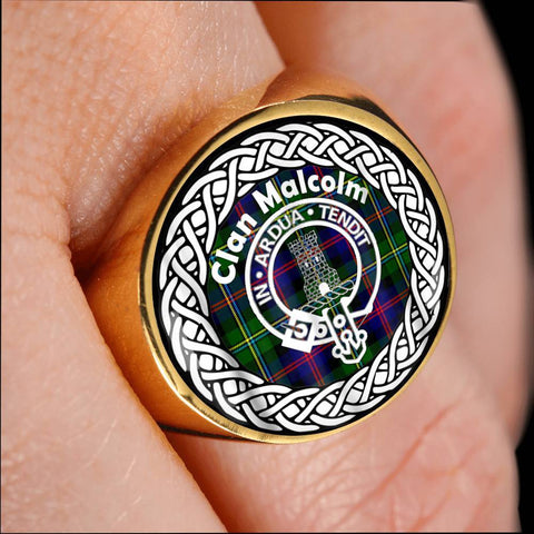 Image of Malcolm Crest Clan Tartan Ring Scottish