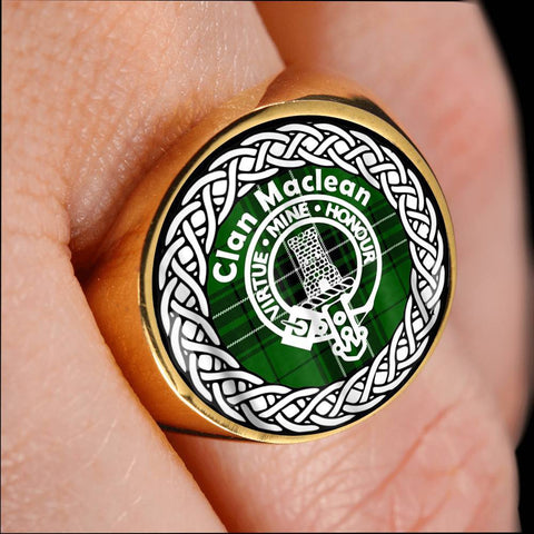 Image of Maclean Crest Clan Tartan Ring Scottish